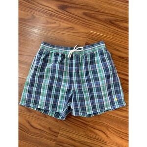 Polo Ralph Lauren blue plaid swim shorts trunks sz large